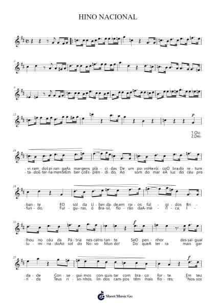 HINO NACIONAL Sheet Music by Francisco Manuel da Silva-Arr.Carldith Saxdunn
