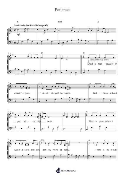 Patience Sheet Music by Guns N' Roses-Arr.Macre Accer