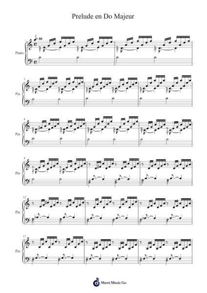 Prelude in C Major, BWV 846 Sheet Music by Johann Sebastian Bach-Arr.Cromflower Raeck