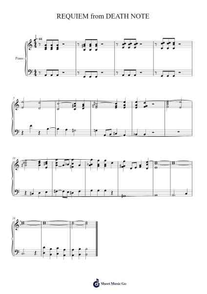 REQUIEM from DEATH NOTE Sheet Music by Yoshihisa Hirano/Hideki Taniuchi-Arr.Kawar Rusfrank