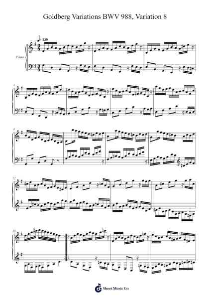 Goldberg Variations, BWV 988: Variation 8 Sheet Music by Johann Sebastian Bach-Arr.Phillen Gillpont