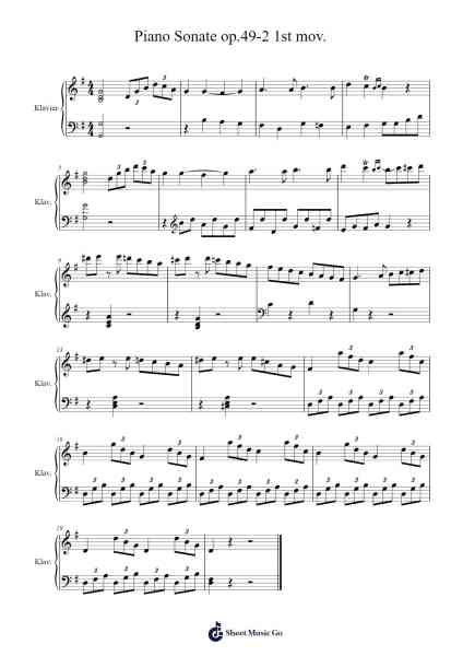 Piano Sonate op.49-2 1st mov. L.v.Beethoven Sheet Music by Ludwig van Beethoven-Arr.Egger Daveky