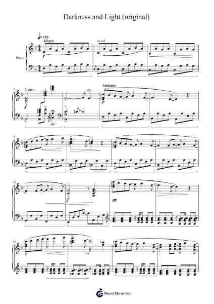 Darkness and Light (original) Sheet Music by F. Trebla-Arr.Tesssaul