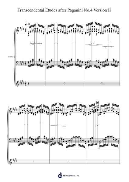 Transcendental Etudes - No. 4 in E Minor (after Paganini) - Version II Sheet Music by Paganini/Liszt-Arr.Manpiers