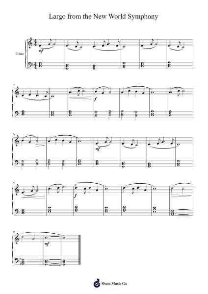 Largo from the New World Symphony Sheet Music by Antonín Dvořák-Arr.Otnold