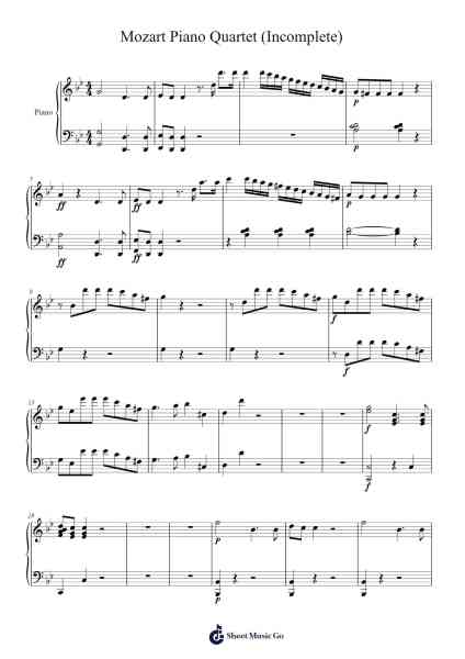 Piano Quartet No. 1 in G Minor, K. 478 Sheet Music by Wolfgang Amadeus Mozart-Arr.Haleale Quildy