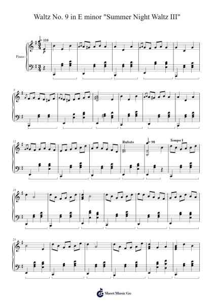 Waltz No. 9 in E minor "Summer Night Waltz III" Sheet Music by Mason Ma-Arr.Manpiers