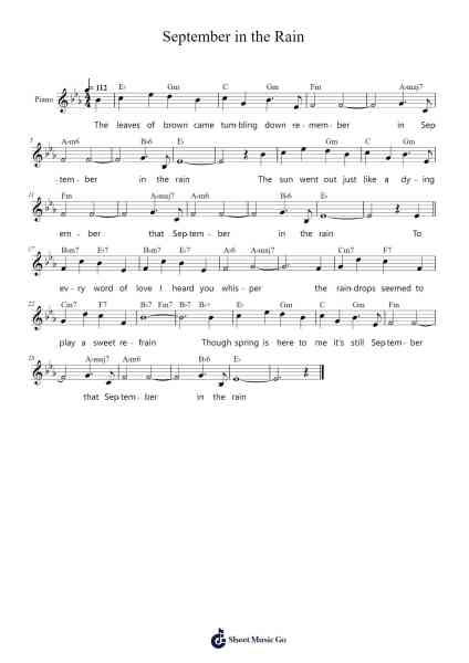 September in the Rain Sheet Music by H. Warren-Arr.Crotiane Shawshop