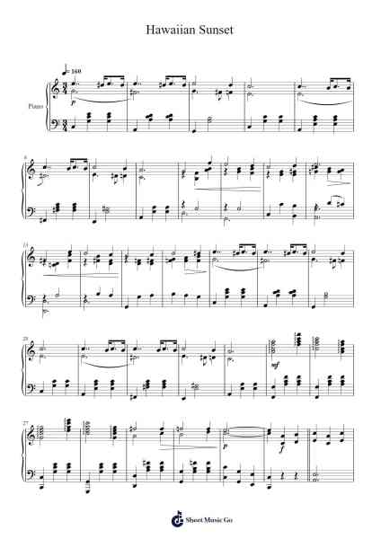 Hawaiian Sunset (1919) Sheet Music by George L. Cobb-Arr.Popbraith Cookryl