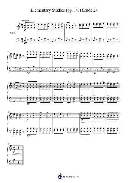 Elementary Studies, Op. 176: Etude 24 by Jean Baptiste Duvernoy Sheet Music by Jean-Baptiste Duvernoy-Arr.Upcroft Mayniei