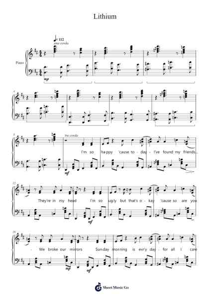 Lithium Sheet Music by Nirvana-Arr.Odemick