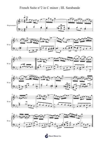 French Suite No. 2 in C Minor, BWV 813: III. Sarabande Sheet Music by Johann Sebastian Bach-Arr.Otnold