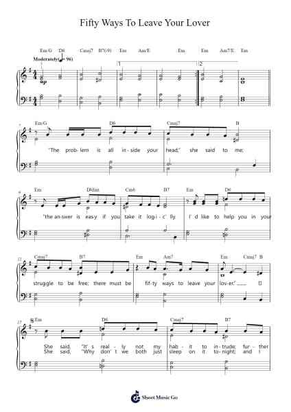Fifty Ways To Leave Your Lover Sheet Music by Simon & Garfunkel-Arr.Kentfred