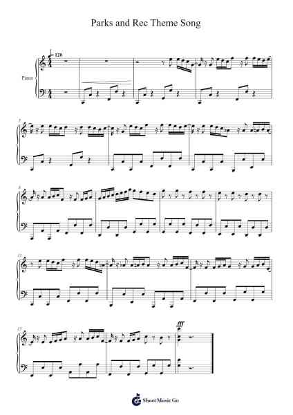 Parks and Rec Theme Song Sheet Music by Gabe Moreno-Arr.Narion
