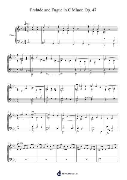 Prelude and Fugue in C Minor, Op. 47 Sheet Music by Daitrid Piersliam-Arr.Davehan