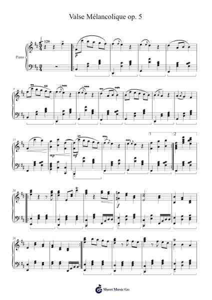Valse Mélancolique op. 5 Sheet Music by Ludvig Florin-Arr.Oisenwoolf