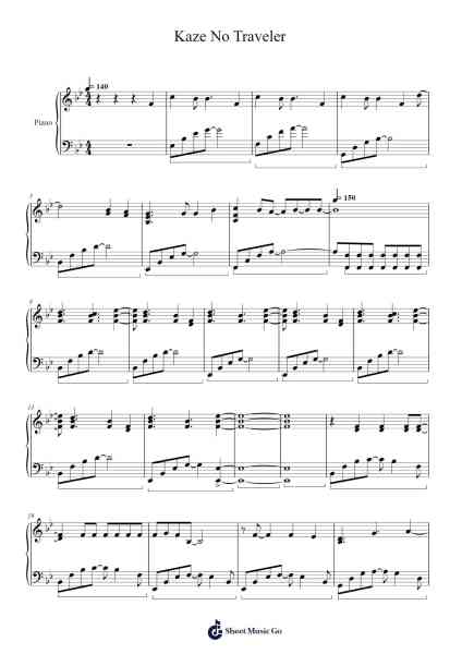 Kaze No Traveler Sheet Music by Joe Rinoie/Mizuno Saaya-Arr.Pulip