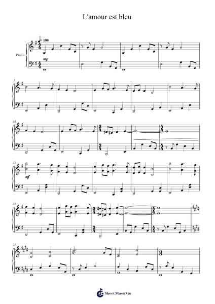 L'amour est bleu Sheet Music by André Popp-Arr.Loulup