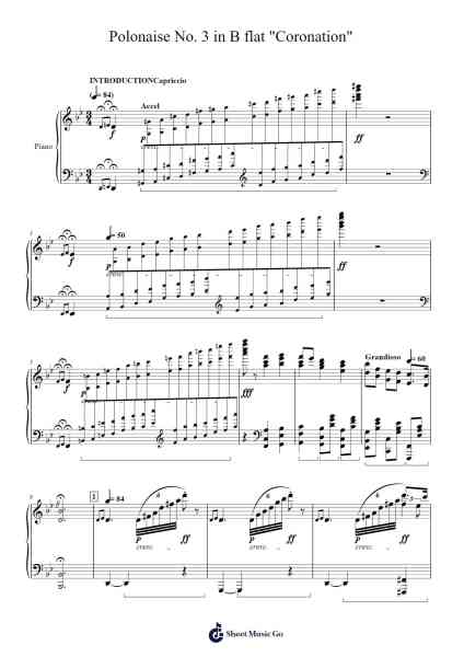 Polonaise No. 3 in B flat "Coronation" Sheet Music by Frederic Chopin-Arr.Lynsmith Yetburne