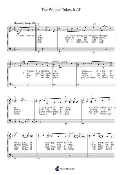The Winner Takes It All Sheet Music by ABBA-Arr.Wescan