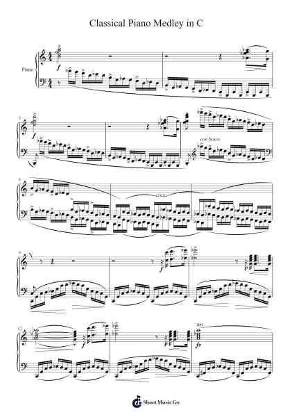 Classical Piano Medley in C Sheet Music by Oleksiy Kutscher-Arr.Chauburne Fowblair