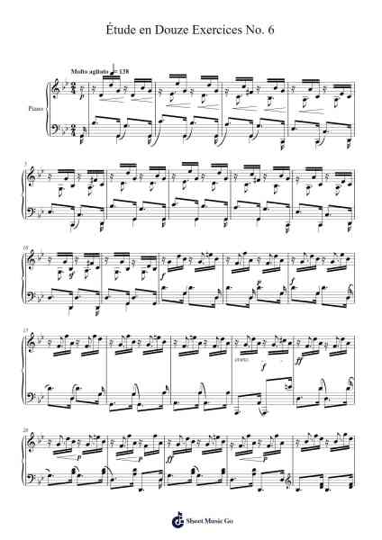 Étude en Douze Exercices No. 6 Sheet Music by Franz Liszt-Arr.Stoweberg