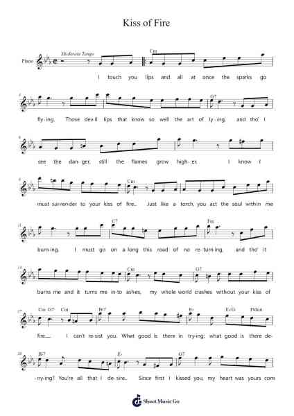 Kiss of Fire Sheet Music by Robert Hill-Arr.Bophen