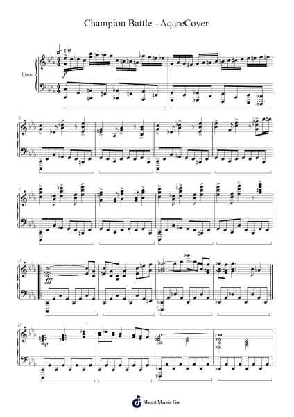 Pokemon Ruby, Saphire and Emerald Champion Battle - AqareCover Sheet Music by undefined-Arr.Humera