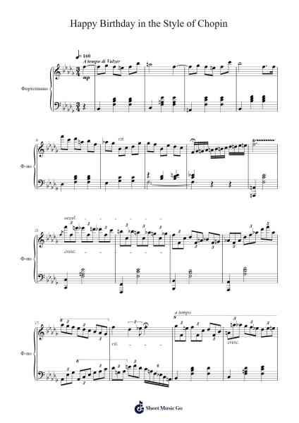 Happy Birthday in the style of Chopin Sheet Music by Edoardo Brotto-Arr.Wattle
