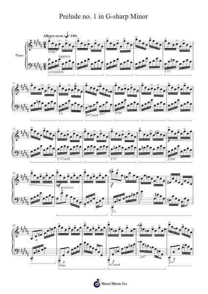 Prelude no. 1 in G-sharp Minor Sheet Music by Richard Yin-Arr.Twainryl