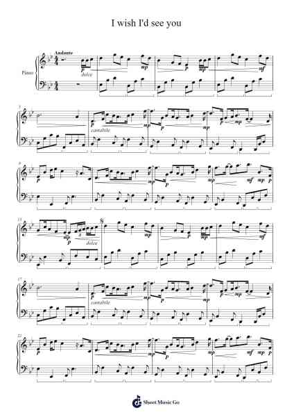 I wish I'd see you Sheet Music by Scripla Brookfe-Arr.Pagbird