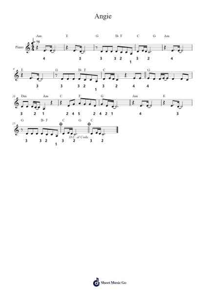 Angie Sheet Music by The Rolling Stones-Arr.Chrismay Penniah