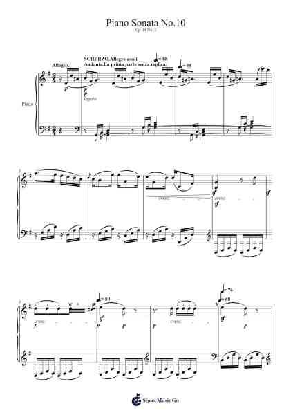 Piano Sonata No. 10 in G Major, Op. 14, No. 2 Sheet Music by Ludwig van Beethoven-Arr.Uppold Bruckey