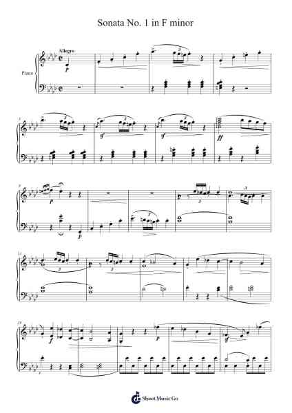 Sonata No. 1 in F minor Sheet Music by Ludwig van Beethoven-Arr.Viten Sun