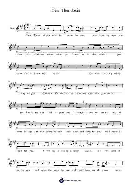 Dear Theodosia Sheet Music by Lin-Manuel Miranda-Arr.Jeamesqy