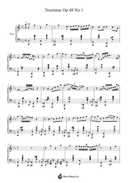 Nocturne Op. 48 No. 1 in E-flat Minor Sheet Music by Frédéric Chopin-Arr.Spenchi Gushall