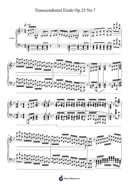 Transcendental Etude Op.25 No.7 Sheet Music by Trayy Turner-Arr.Keyed Kakuk