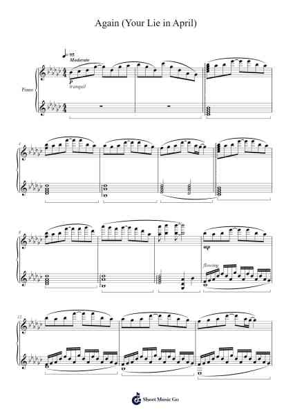 Again (Your Lie in April) Sheet Music by undefined-Arr.Kylejy Burrene