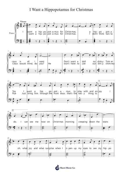 I Want A Hippopotamus For Christmas Sheet Music by John Rox-Arr.Kathtta
