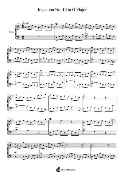 Invention No. 10 in G Major, BWV 781 Sheet Music by Johann Sebastian Bach-Arr.Jeamesney