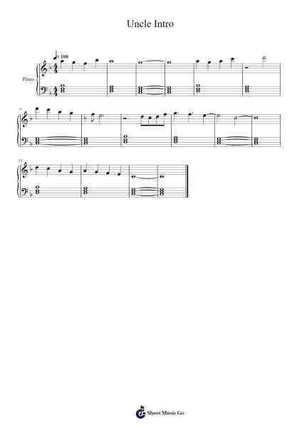 Uncle Intro Sheet Music by Nicole Dollanganger-Arr.Odemick