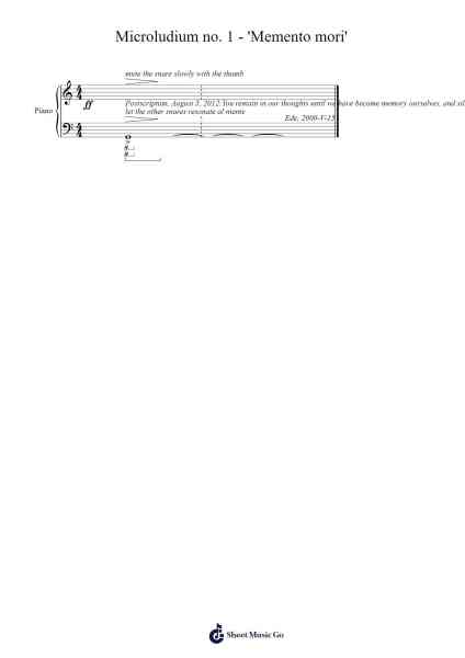 Microludium no. 1 - 'Memento mori' Sheet Music by Jan-Willem van Ree-Arr.Quinliet
