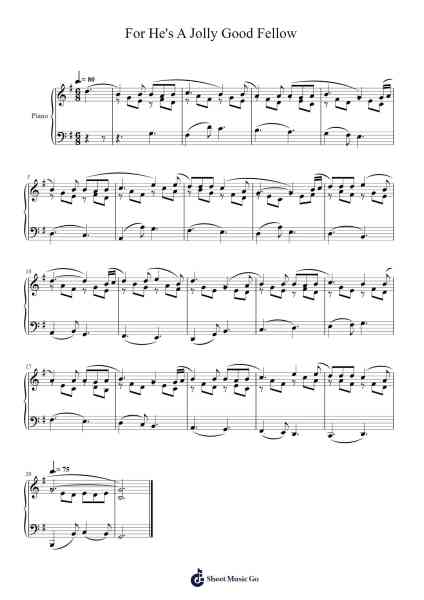 For He's A Jolly Good Fellow Sheet Music by Anonymous-Arr.Joanreade Annlus