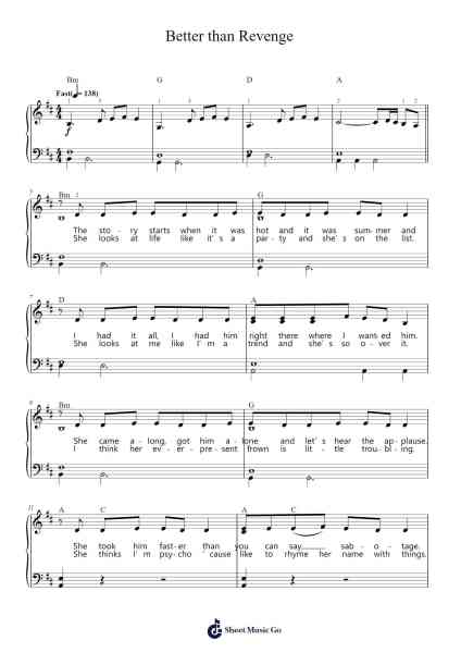 Better than Revenge Sheet Music by Taylor Swift-Arr.Sainsthea Flind