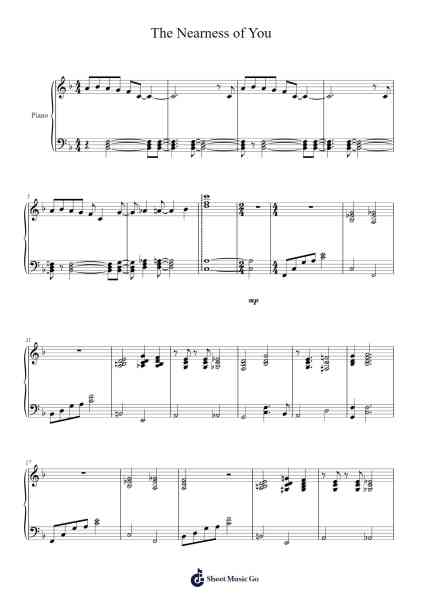The Nearness of You Sheet Music by Hoagy Carmichael-Arr.Beroll