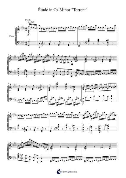 Étude in C♯ Minor "Torrent" Sheet Music by Frédéric Chopin-Arr.Tenings