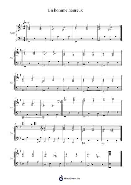 Un homme heureux Sheet Music by William Sheller-Arr.Burnelett Loncil
