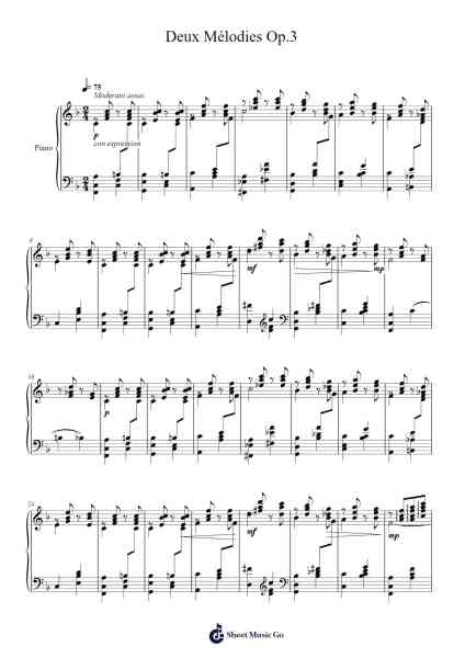 Deux Mélodies, Op. 3 Sheet Music by Anton Rubinstein-Arr.Wheenan