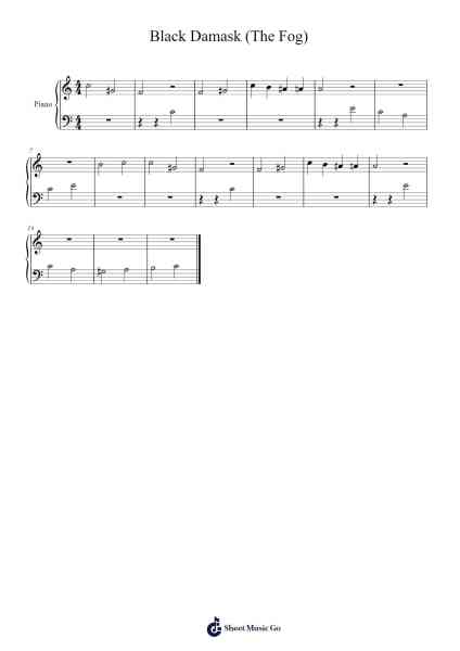 Black Damask (The Fog) Sheet Music by Motionless In White-Arr.Hulking Chilmund