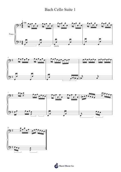 Bach Cello Suite 1 Sheet Music by Johann Sebastian Bach-Arr.Maudtance Waybert